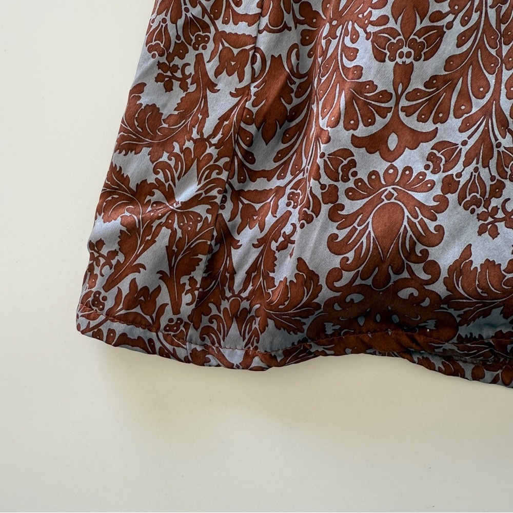 Nanette Lepore Capriccio Dress-100% silk- Ruffle-Blue-Brown- Y2K-Dance-Size 10 - Picture 8 of 15